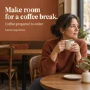 Fictional neighborhood café ad: Take a moment for coffee.